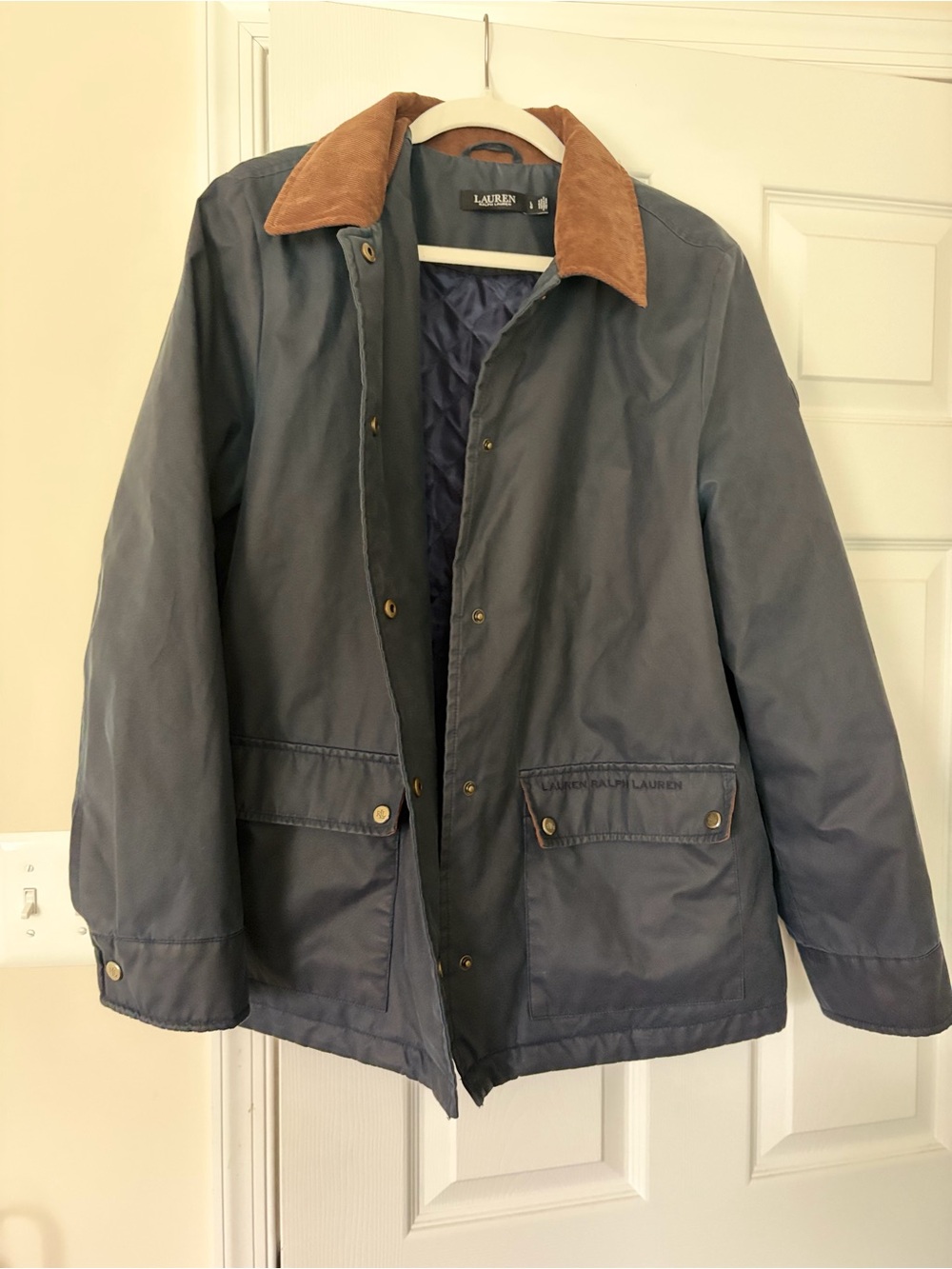 Ralph Lauren Navy Field Jacket with Brown Corduroy Collar